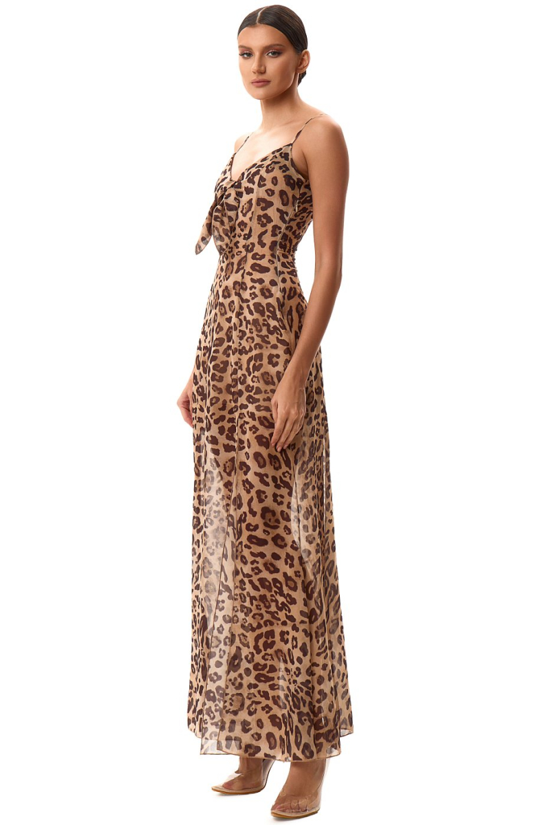 Платье-макси из шифона с разрезами SODAMODA, цвет: лео, 16108 купить онлайн