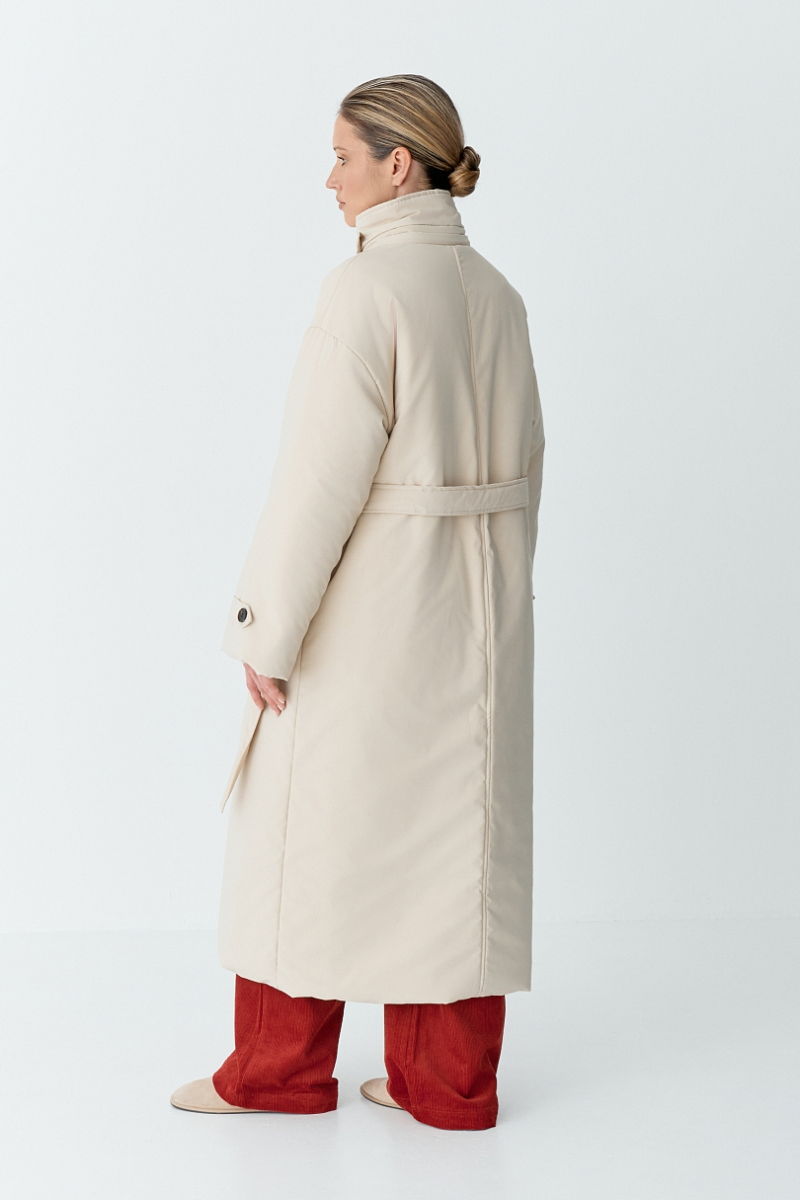 Пальто однобортное утепленное Ricoco, цвет: бежевый, 7012/2 купить онлайн