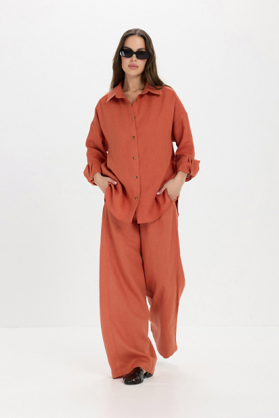 Рубашка лен ABDA, цвет: марокканская глина, 412609303517 купить онлайн