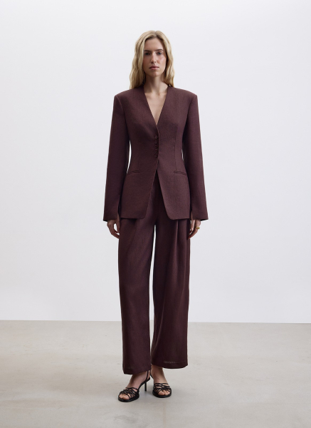 Жакет изо льна ALL WE NEED, цвет: коричневый, 2604W12102-19 купить онлайн