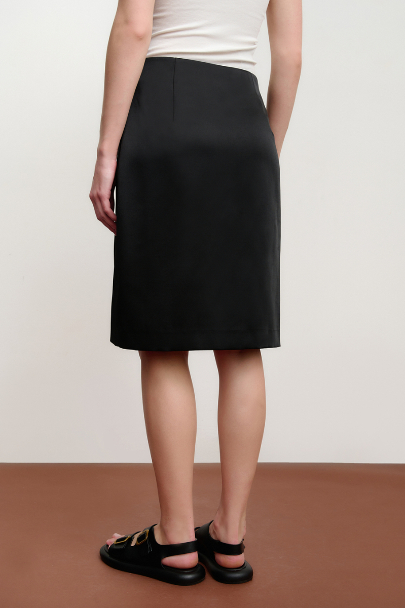 Юбка миди на запах из сатина Mollis, цвет: Черный, 17-08-3811/1 купить онлайн
