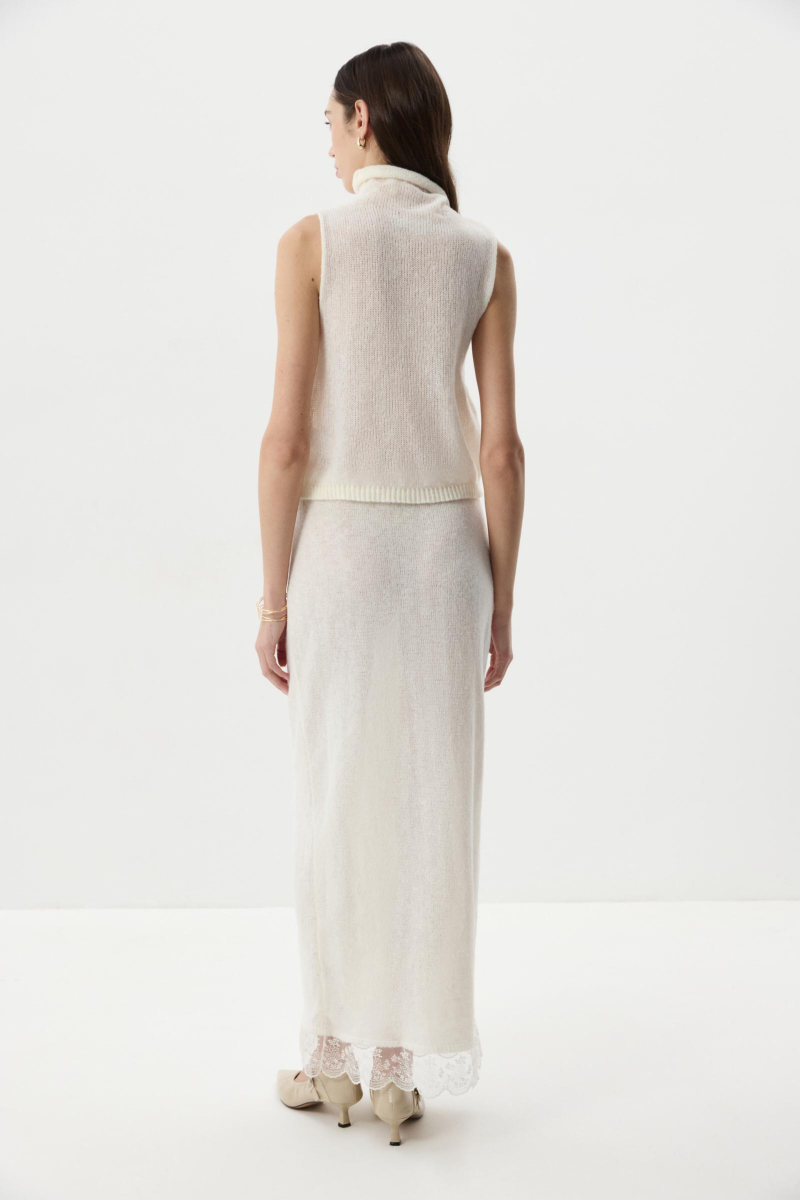 Юбка прямая с ажурным кружевом Charmstore, цвет: молочный, 311-50181-111 купить онлайн