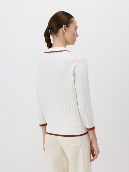 Пуловер в рубчик Conso, цвет: молочный/терракотовый, KPM 260733 - молочный/терракотовый купить онлайн