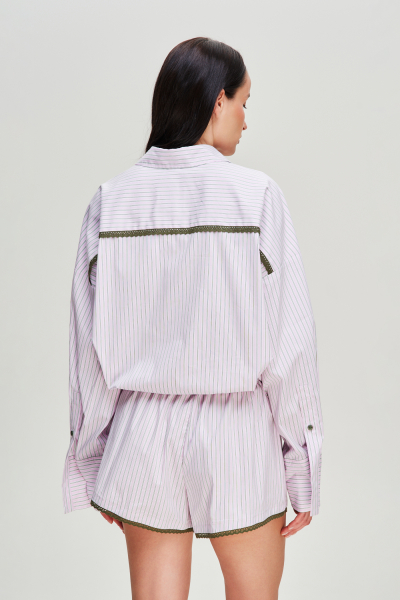 Рубашка на кулисе в полоску Label .B, цвет: розова-коричневая,  купить онлайн