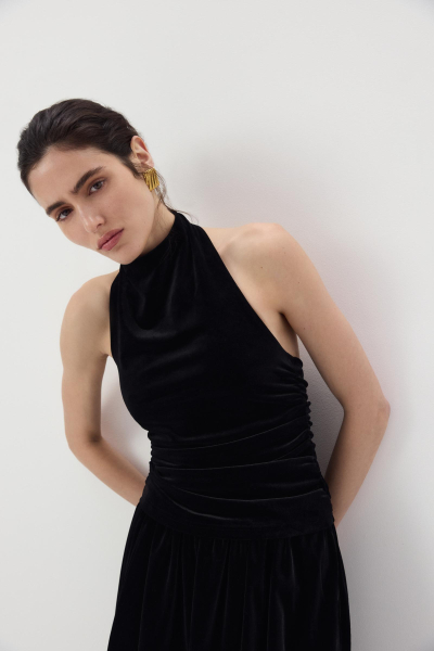 Топ халтер со стойкой из бархата Charmstore, цвет: Черный, 102-12642-880 купить онлайн