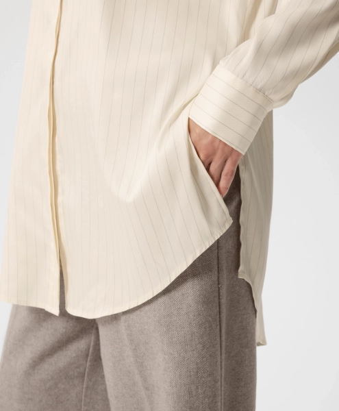 Блузка с матовым блеском в полоску GLVR, цвет: бежевый, 225G33GAC2204 купить онлайн