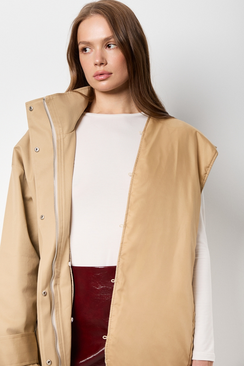 Ветровка с пропиткой, с патами и съемным утеплителем Ricoco, цвет: бежевый, 7069/1 купить онлайн