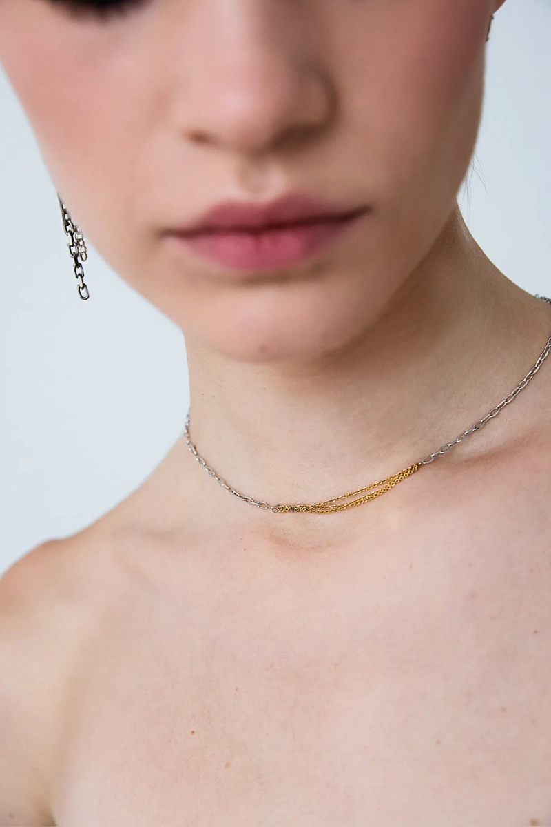 Серебряное колье-чокер "Chains" SBLESKOM, цвет: серебро, 12004 купить онлайн