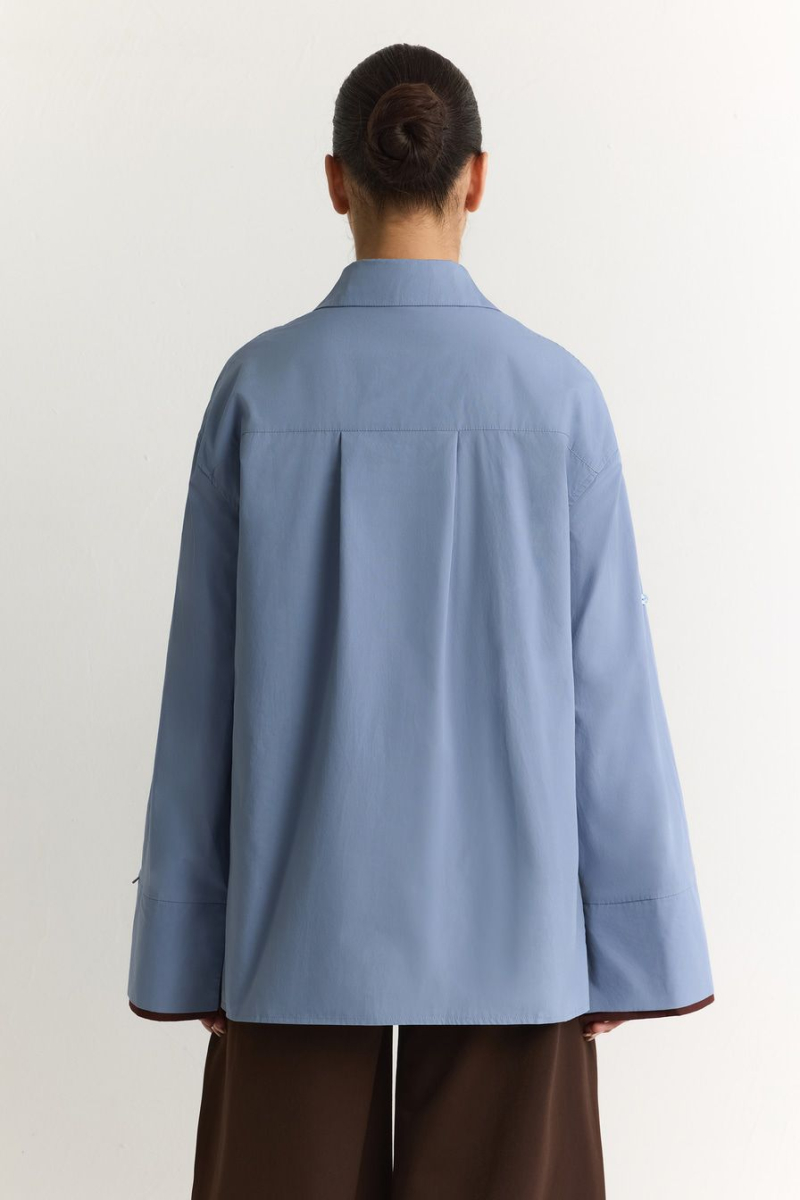 Рубашка из 100% хлопка TOPTOP, цвет: голубой с принтом, TT.021.17920.601 купить онлайн