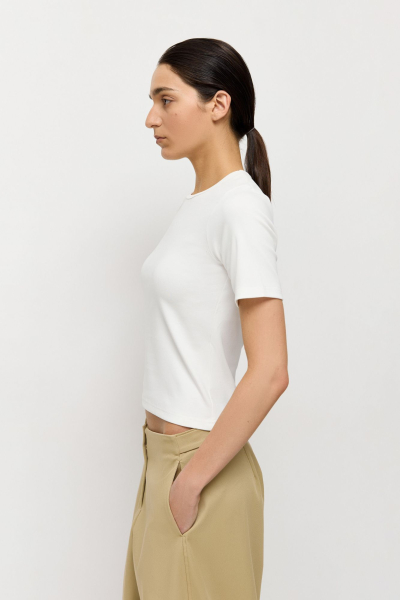 Футболка облегающая AROUND, цвет: молочный, 219_102CE02 купить онлайн