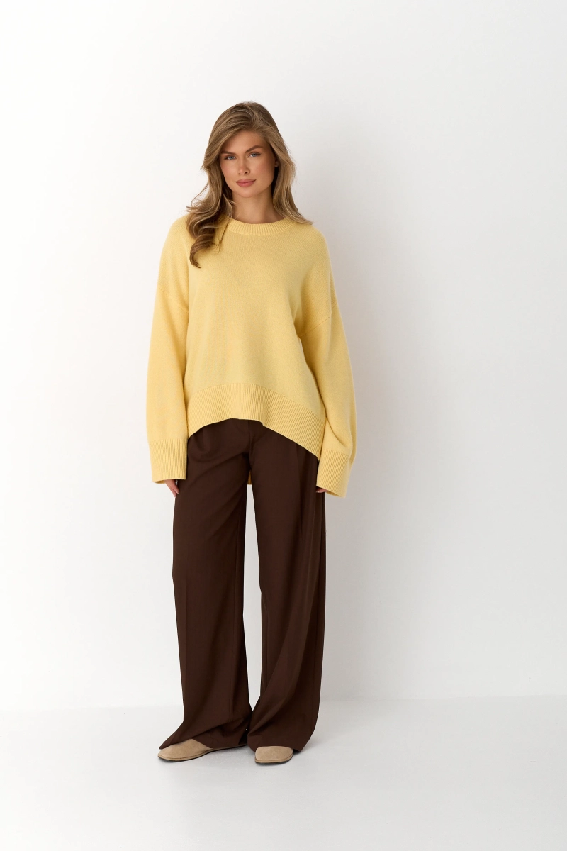 Свитер О-образный из шерсти и кашемира Ricoco, цвет: нежно-желтый, 5065/3 купить онлайн