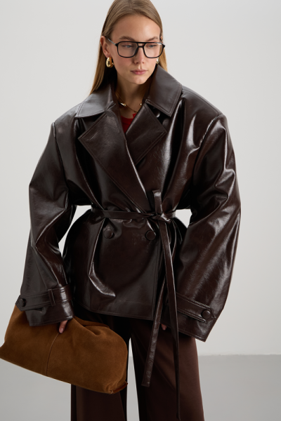 Тренч из текстурной кожи