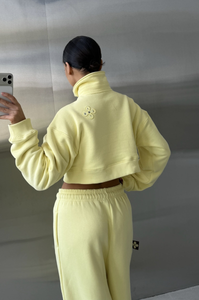 Свитшот поло укороченный Label .B, цвет: Светло-желтый,  купить онлайн