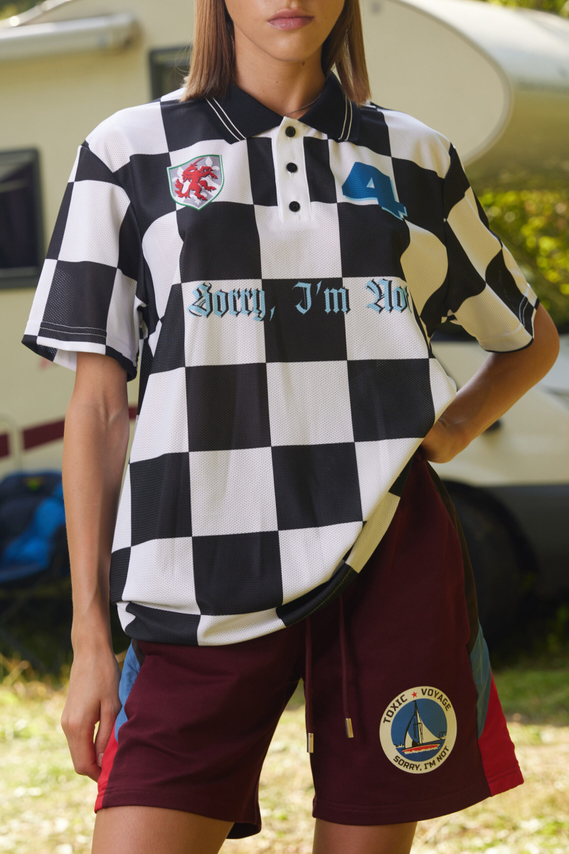 Футболка-поло мужская CHECKER JERSEY SORRY, I’M NOT, цвет: Черный,  со скидкой купить онлайн