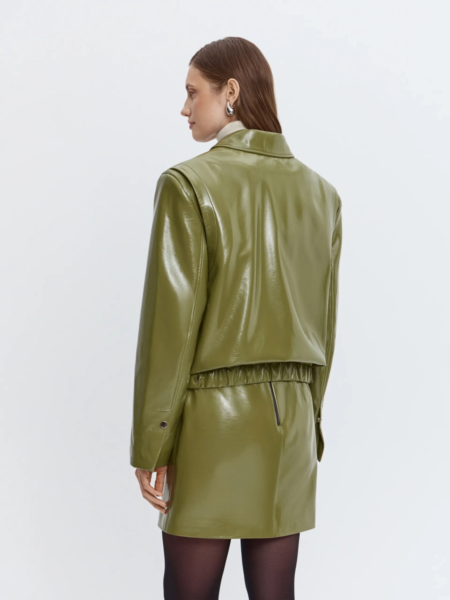 Бомбер из премиальной экокожи ANNA PEKUN, цвет: зеленый,  купить онлайн