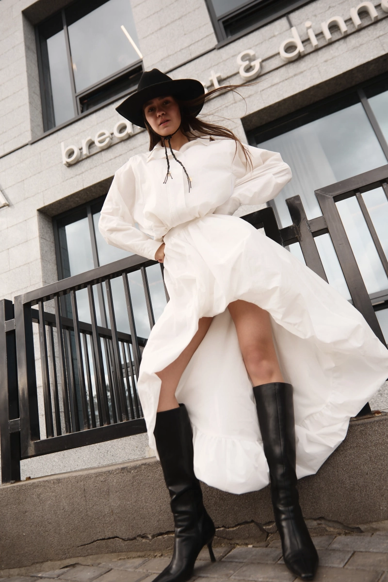 Юбка асимметричная из хлопка и нейлона Ricoco, цвет: молочный, 7083/1 купить онлайн