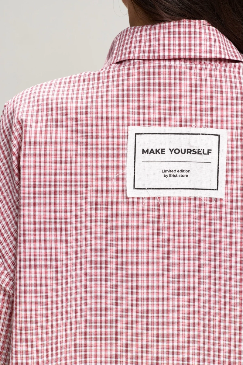 Рубашка в клетку с карманом Oversize Red Erist store, цвет: красный, НФ-00003085 купить онлайн