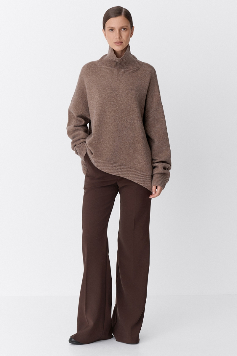 Свитер с шерстью оверсайз Ricoco, цвет: Кофейный, 7014/4 купить онлайн