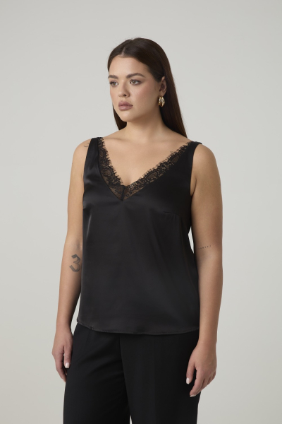 Топ двухслойный на широких бретелях с кружевом