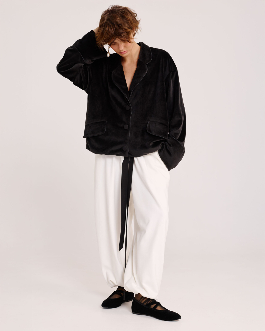 Жакет-бомбер из бархата BLACK Anmuse, цвет: Черный, JCK25W213-BLC купить онлайн