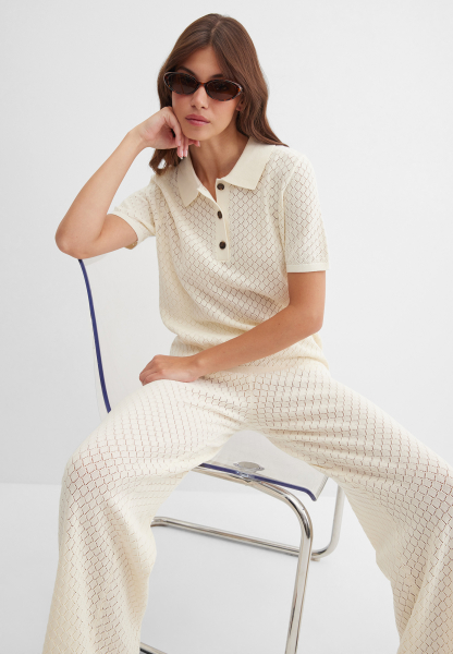Ажурное поло из хлопка Marou, цвет: молочный, Mar_26051409 купить онлайн