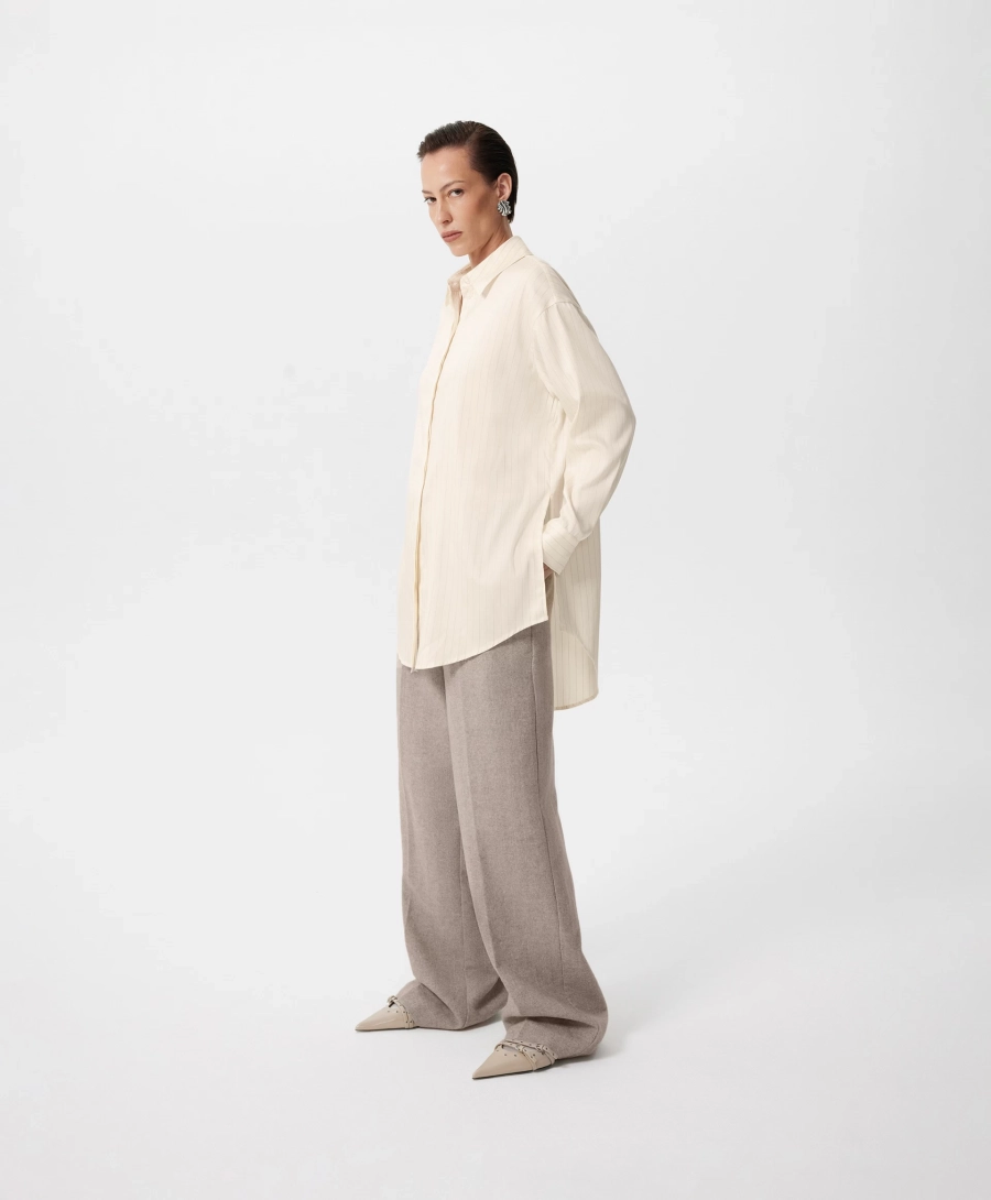 Блузка с матовым блеском в полоску GLVR, цвет: бежевый, 225G33GAC2204 купить онлайн