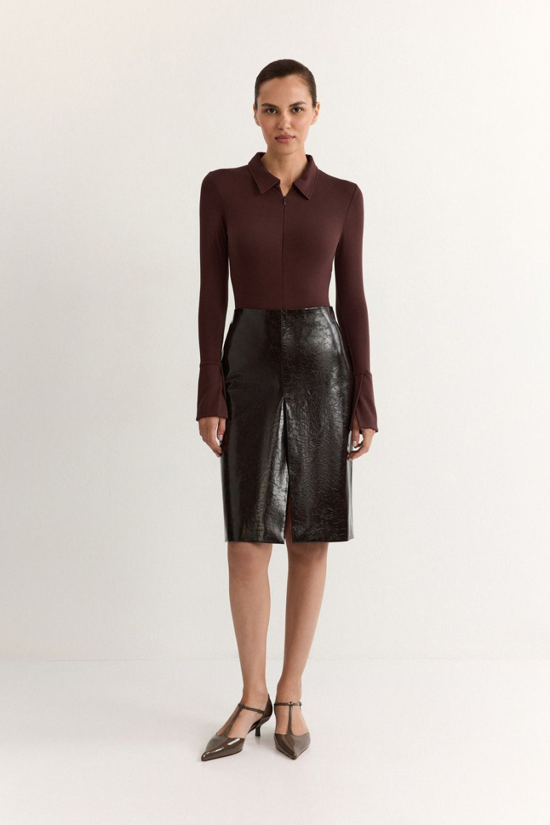 Боди из смесовой вискозы TOPTOP, цвет: коричневый, TT.022.17927.700 купить онлайн