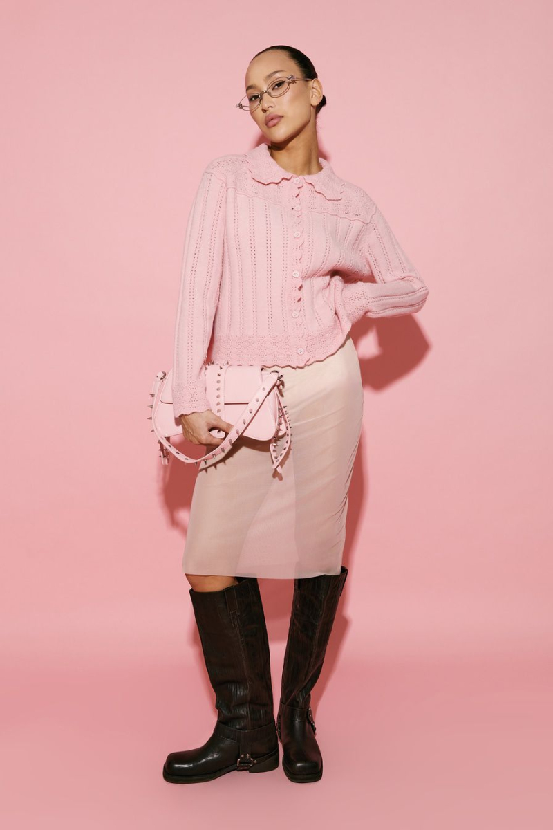 Кардиган с отложным воротником TOPTOP, цвет: розовый, TT.051.18934.300 купить онлайн