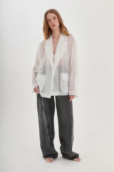 Полупрозрачная блуза-жакет UNKE, цвет: белый, 2502J003V_WH купить онлайн