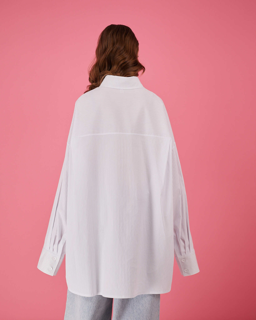 Рубашка макси оверсайз #25 TABOO, цвет: белый с голубым, Rub25 купить онлайн