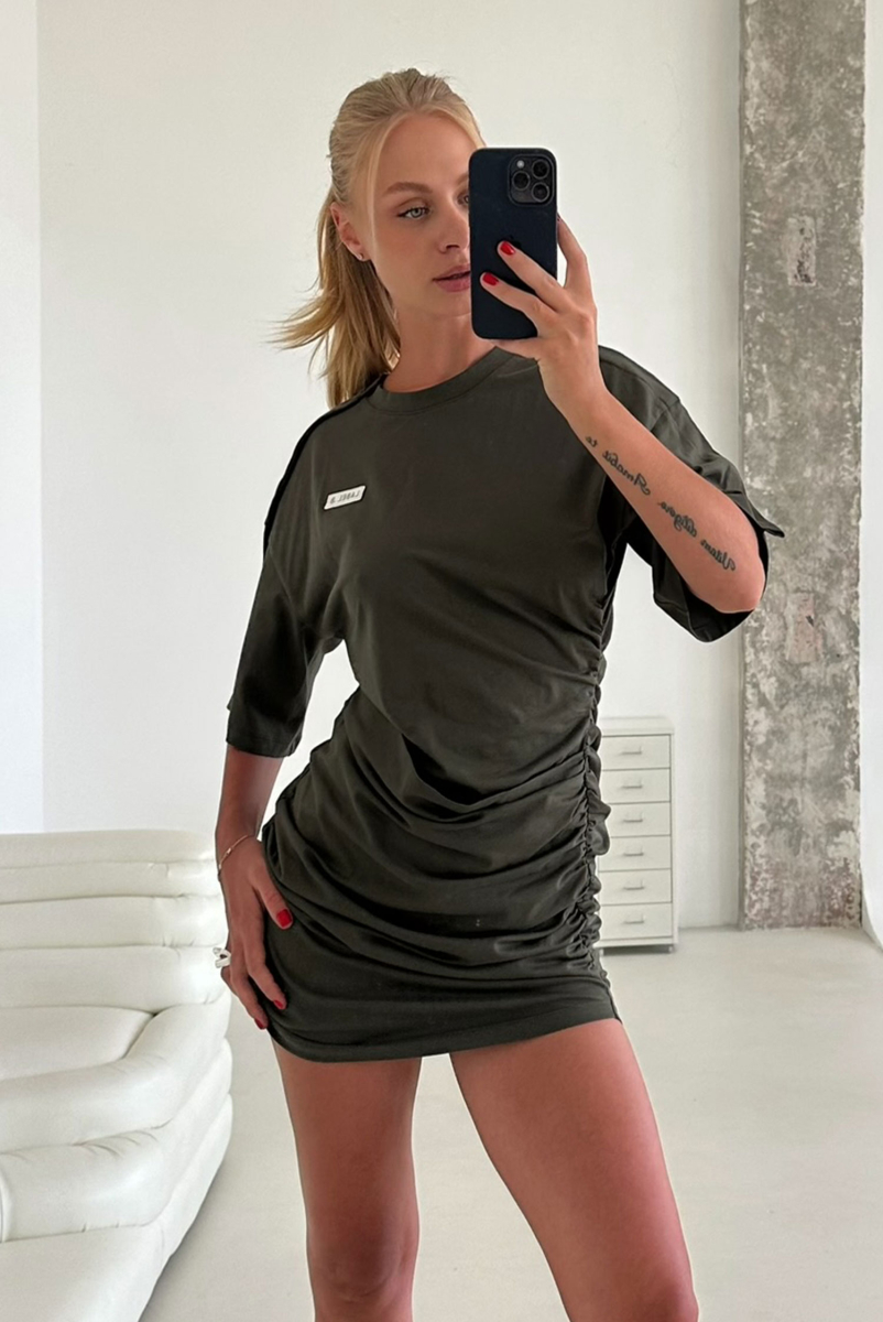 Платье мини ассиметричное Label .B, цвет: хаки,  купить онлайн