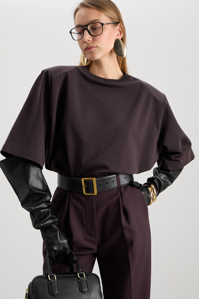 Футболка с подплечниками MIA AIM, цвет: коричневый, MIA585 купить онлайн