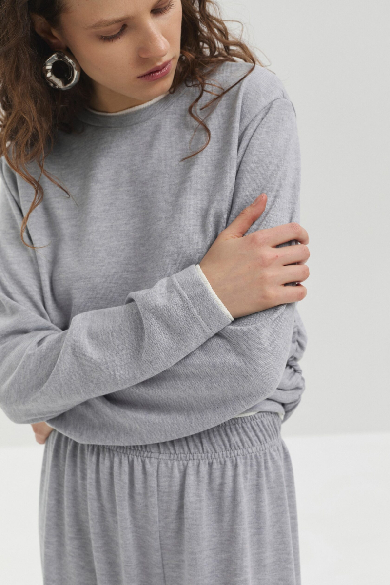 Лонгслив из трикотажа marte, цвет: серый,  купить онлайн