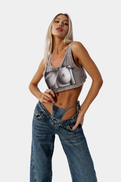 Майка Boobs qb A QUICK BUCK, цвет: grey,  купить онлайн
