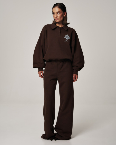 Свитшот-поло YONS STUDIOS BROWN YONS, цвет: коричневый, YO-778 купить онлайн