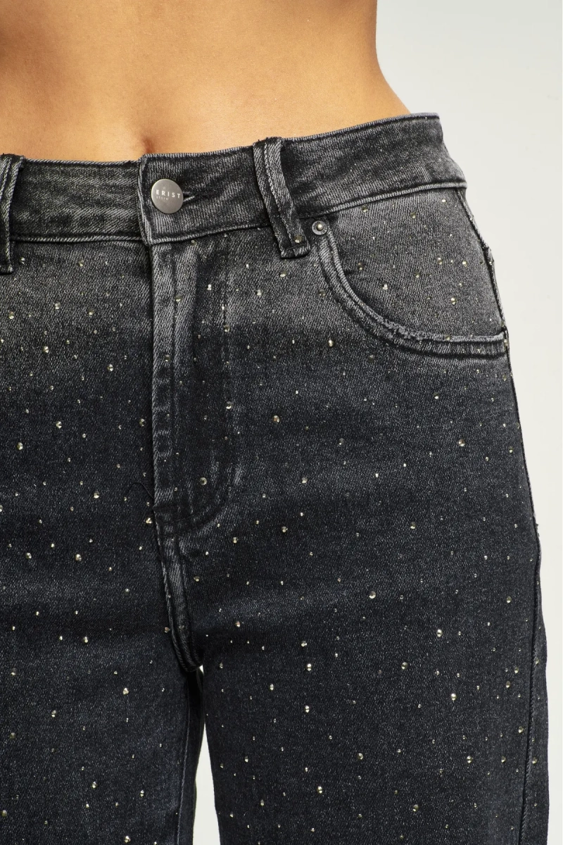 Джинсы Straight со стразами Black Erist store, цвет: Черный, НФ-00002970 купить онлайн