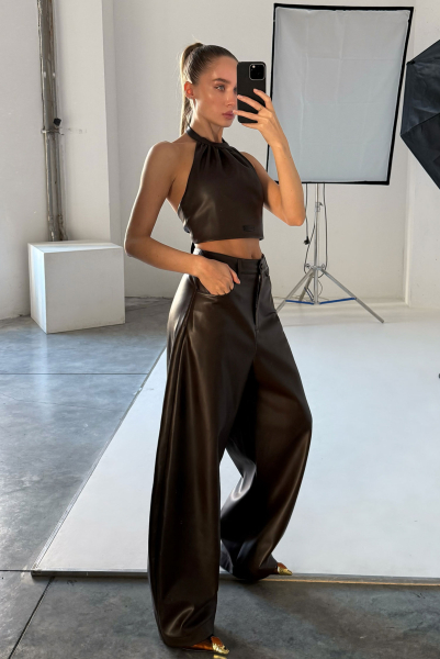 Топ из экокожи BROWN Label .B, цвет: BROWN, Tp.07.2/4BRN купить онлайн