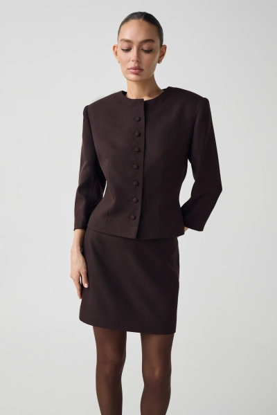 Юбка с отстегивающимся мехом Shtripling, цвет: шоколадный, SHSKT007CHK купить онлайн