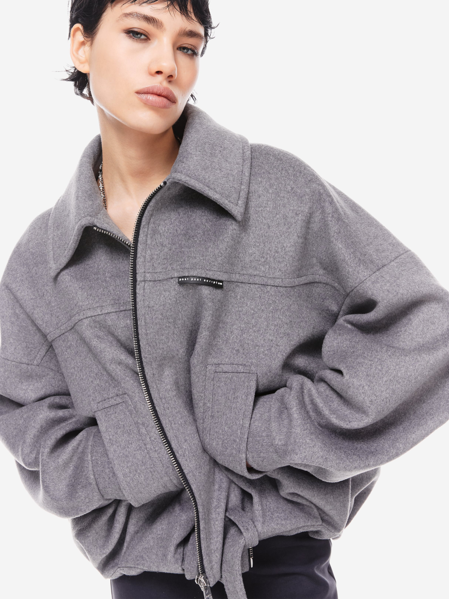 Шерстяной бомбер - пальто POST POST SCRIPTUM, цвет: серый, P_0900.00.00.GRY купить онлайн