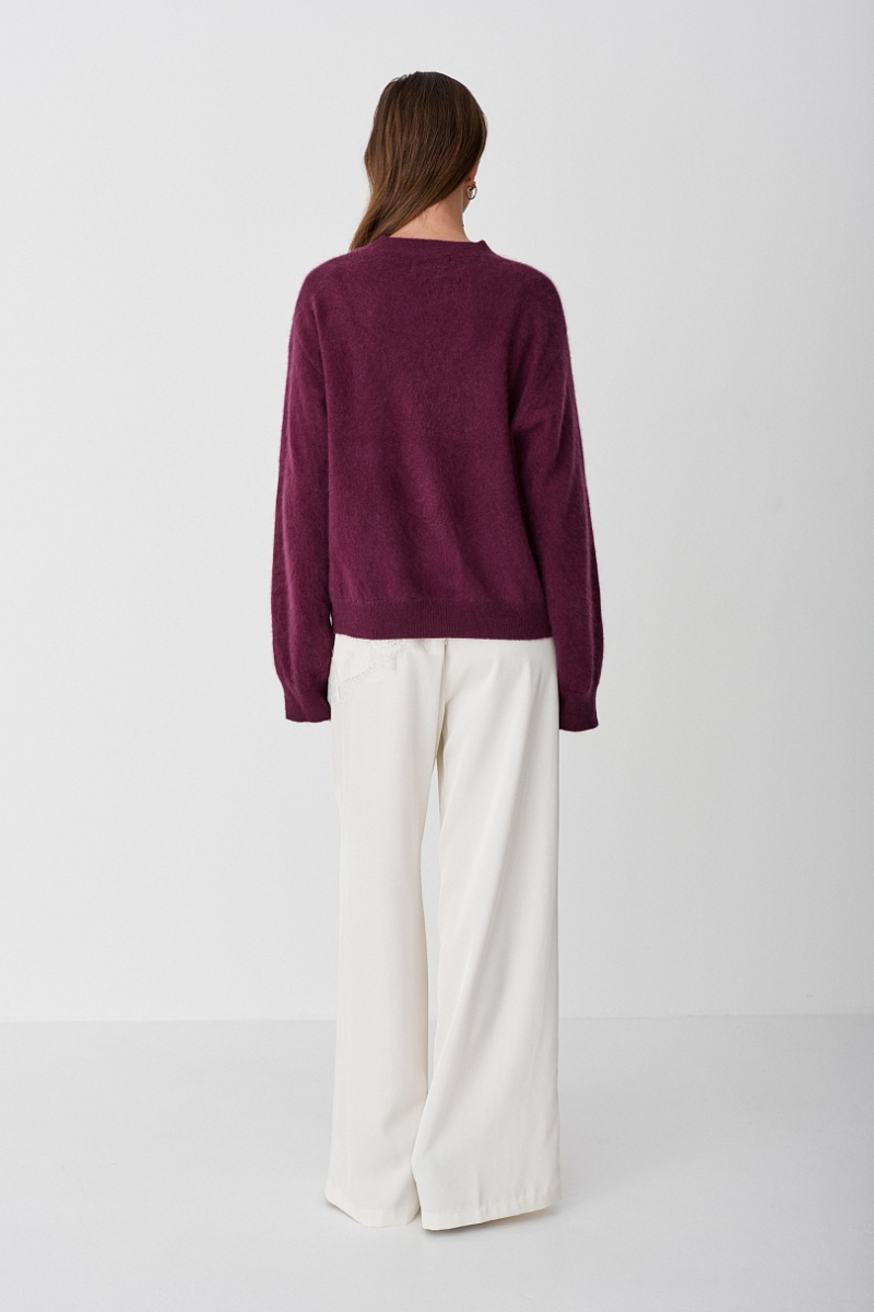 Свитер пушистый из 100% шерсти Ricoco, цвет: сливовый, 6099/1 купить онлайн