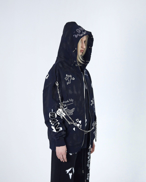 Худи ZIP KINO DRAWINGS 580 GR NAVY ASIA ST 71, цвет: синий, Ast71.kino-ziphood-draw-navy купить онлайн