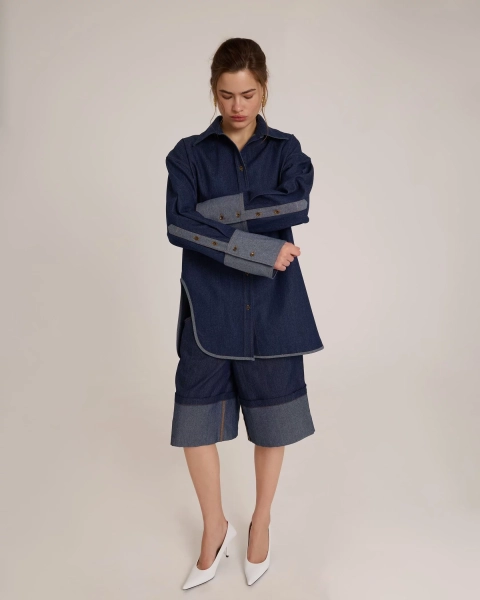 Рубашка с разрезом DENIM BLUE