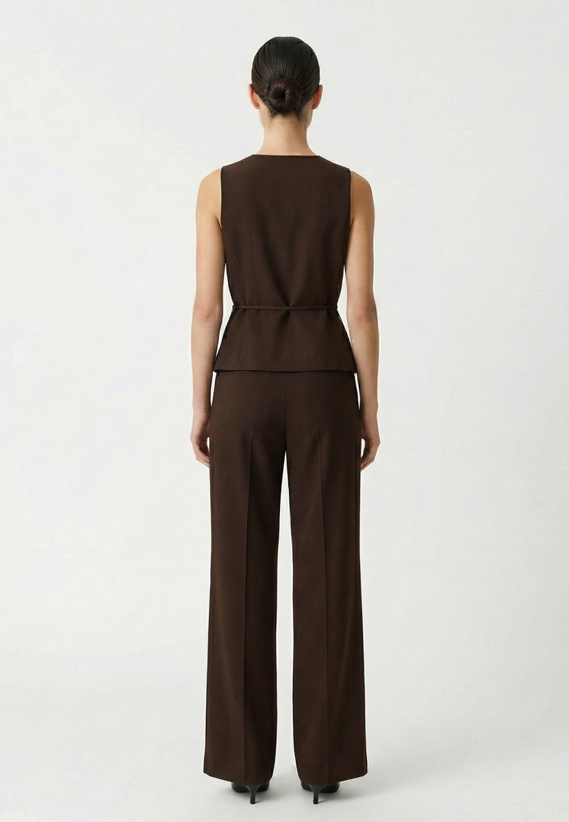 Жилет на запах из костюмной ткани REFERT, цвет: коричневый, 05-4144/3-2511 купить онлайн