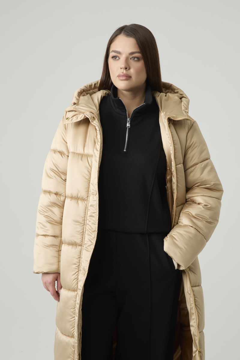 Пуховик длинный стеганый 4forms, цвет: золотой, 65513 купить онлайн