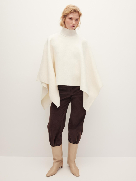 Пончо из шерсти мериноса Chaika, цвет: молочный, AW25PC01-01 купить онлайн