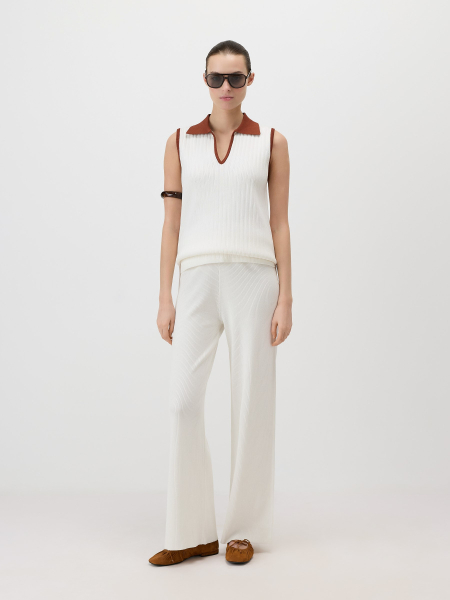 Трикотажные брюки в рубчик Conso, цвет: молочный, KTR 260734 - молочный купить онлайн