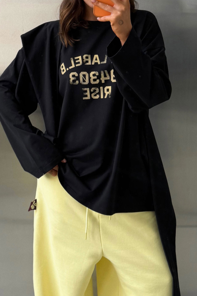 Лонгслив Крест-накрест Label .B, цвет: Черный,  купить онлайн