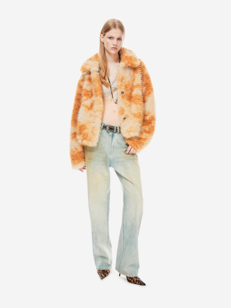 Укороченная фактурная шуба p.p.s., цвет: миндально-бежевый, P_0813.00.00 купить онлайн