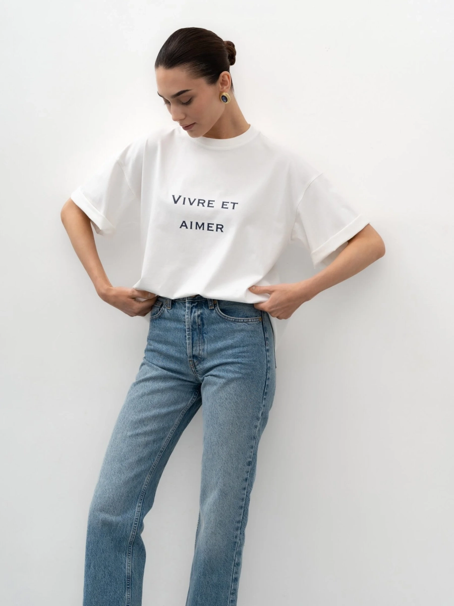 Футболка с надписью TRES, цвет: молочный, НФ-00002760 купить онлайн