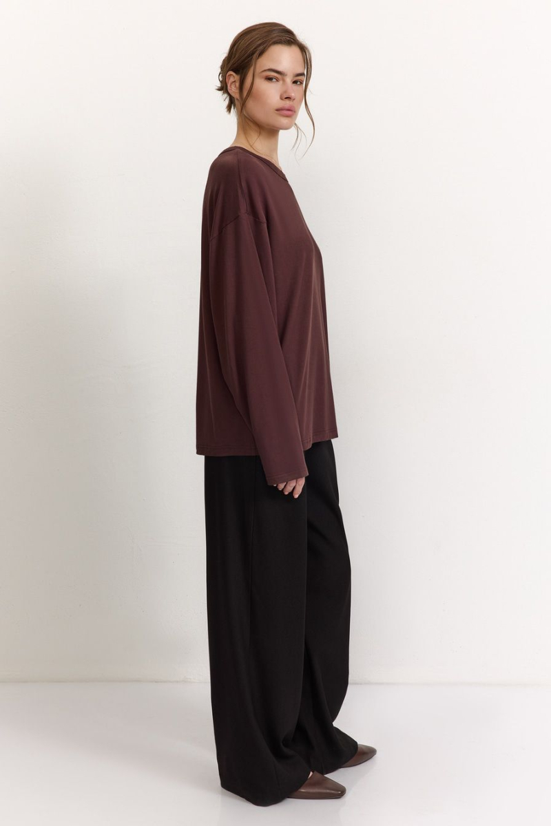 Лонгслив из смесовой вискозы TOPTOP, цвет: коричневый, TT.025.17839.700 купить онлайн